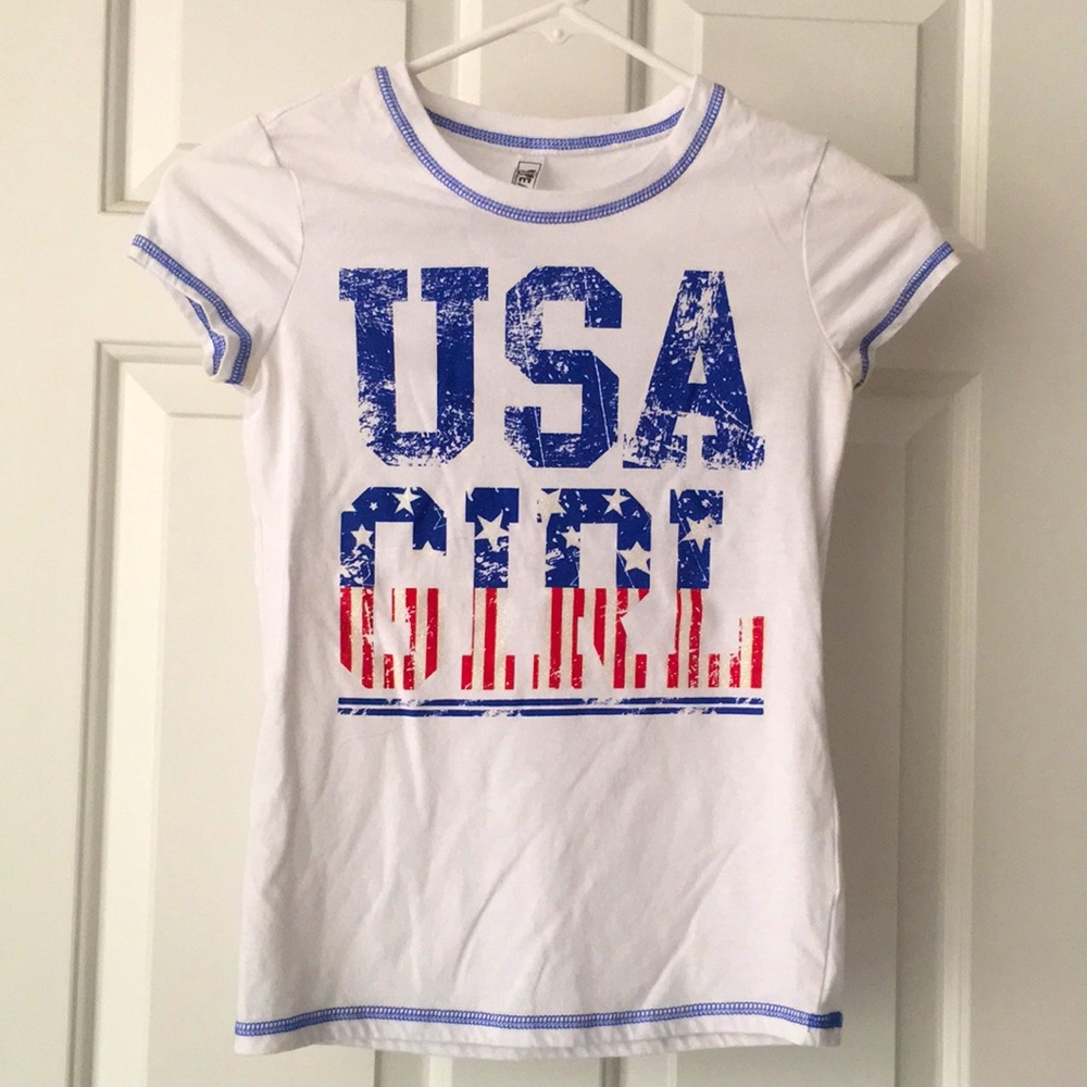 Beautees Girls Top July 4th Independence Day Tee Size S Red, white and blue